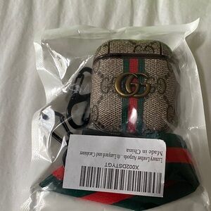Gucci Monogram AirPods Case with Green and Red Accents